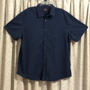 UNTUCKit Navy Gironde Short Sleeve Performance Button Up Shirt